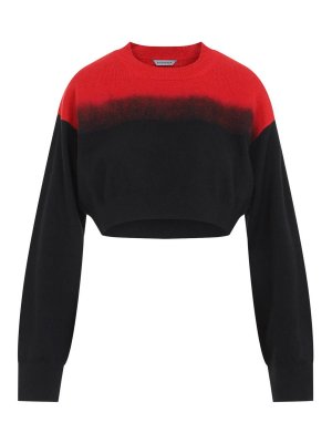 BALENCIAGA: Strickpullover mit Rundhalsausschnitt - Rundhalspullover - Schwarz