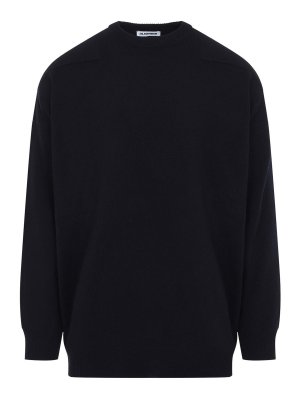 JIL SANDER: Strickpullover mit Rundhalsausschnitt - Rundhalspullover - Dunkelblau
