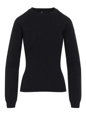 MONCLER: Strickpullover mit Rundhalsausschnitt - Rundhalspullover - Schwarz