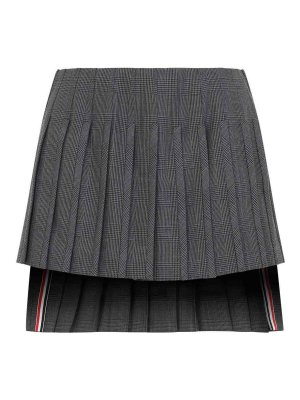 THOM BROWNE: mini skirts - Low Rise Mini Narrow Pleated Skirt