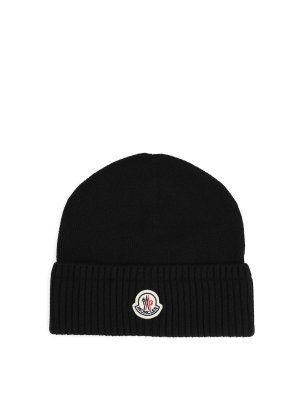 MONCLER: ニットキャップ - ビーニー帽 - 黒