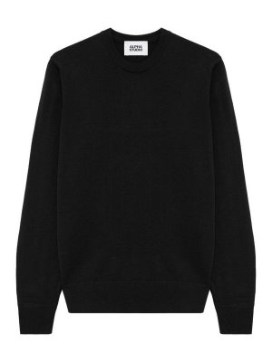 ALPHA STUDIO: crew necks - Black Wool Crew-Neck Sweater