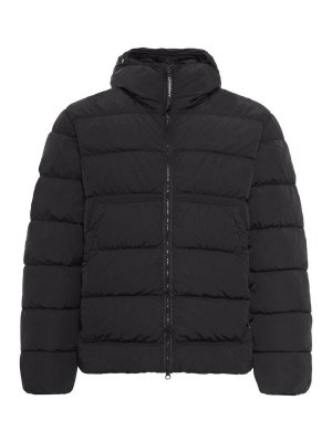 C.P. COMPANY: padded jackets - Black Short Hooded Down Jacket