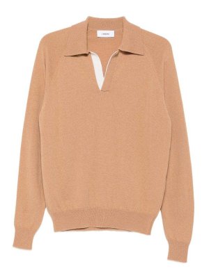 LARDINI: polo shirts - Elegant Peach Polo Shirt In Lightweight Wool