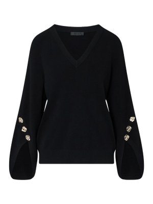 Liu Jo: maglia collo rotondo - Maglione Nero Con Scollo A V