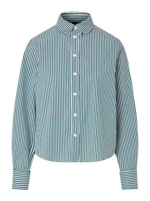 Liu Jo: shirts - Green And White Striped Cotton Shirt