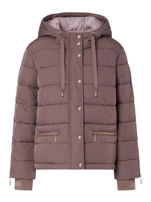 Liu Jo: padded jackets - Taupe Short Puffer Jacket With Hood