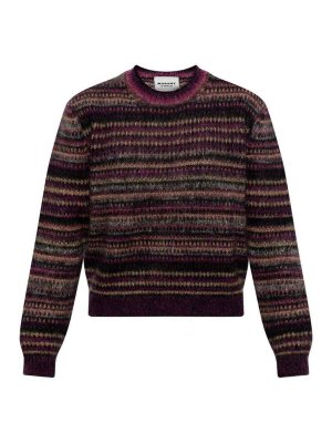 Isabel Marant Etoile: crew necks - Multicolor Striped Wool Crew-Neck Sweater
