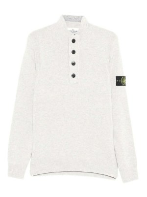 STONE ISLAND: crew necks - Ivory Wool Blend High-Neck Sweater
