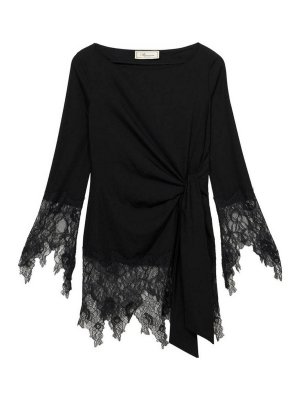 BLUMARINE: short dresses - Black Short Lace Dress
