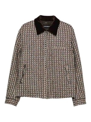 DOLCE & GABBANA: casual jackets - Houndstooth Jacket In Virgin Wool And Silk