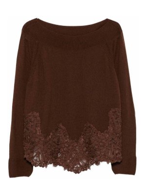 ERMANNO SCERVINO: Strickpullover mit Rundhalsausschnitt - Rundhalspullover - Braun