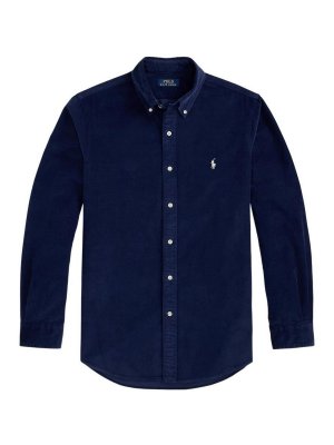 POLO RALPH LAUREN: shirts - Blue Velvet Shirt With Embroidered Logo