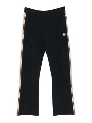 CASABLANCA: tracksuit bottoms - Blue Wide-Leg Cotton-Blend Wool Sweatpants