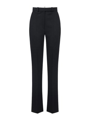 ELISABETTA FRANCHI: casual trousers - Black High-Waisted Slim Wool Trousers