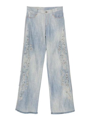 ERMANNO SCERVINO: カジュアルトラウザー - カジュアルパンツ - ライトウォッシュ