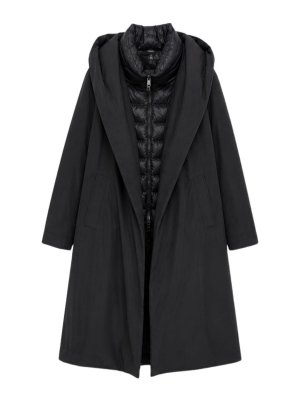 HERNO: cappotti imbottiti - Piumino lungo imbottito nero con cappuccio