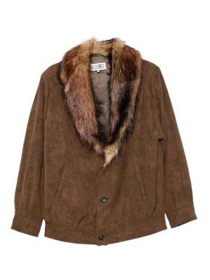 MM6 MAISON MARGIELA: padded coats - Brown Suede-Effect Jacket