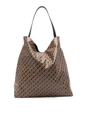 GHERARDINI: shoulder bags - Brown Hobo Toffee Bag With All-Over Logo
