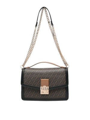 Liu Jo: borse a tracolla - Borsa a tracolla marrone con logo all-over