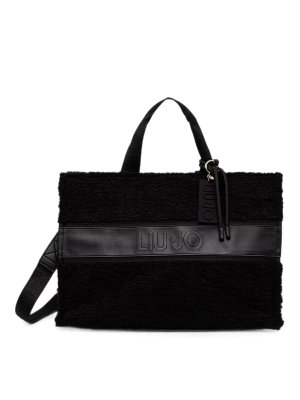 Liu Jo: totes bags - Black Tote Handbag With Embossed Logo