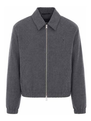 AMI PARIS: casual jackets - Grey Ami De Coeur Jacket