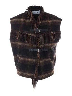 Isabel Marant Etoile: vests - Black And Khaki Ginesa Vest