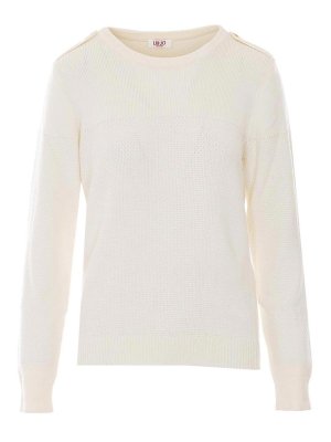 Liu Jo: Strickpullover mit Rundhalsausschnitt - Rundhalspullover - Weiß