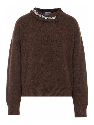 Liu Jo: Strickpullover mit Rundhalsausschnitt - Rundhalspullover - Braun