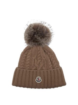 MONCLER: beanies - Beige Beanie