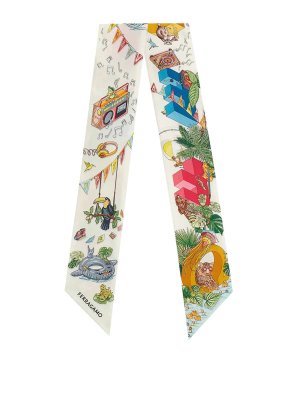 SALVATORE FERRAGAMO: sciarpe e foulard - Mini fascia con stampa Jungle Party