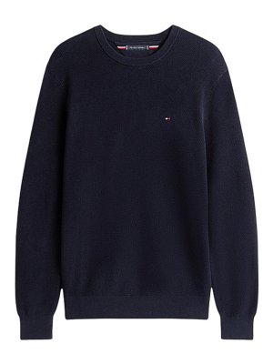 TOMMY HILFIGER: Strickpullover mit Rundhalsausschnitt - Rundhalspullover - Blau