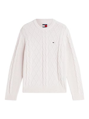 TOMMY HILFIGER: Strickpullover mit Rundhalsausschnitt - Rundhalspullover - Weiß