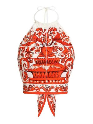 DOLCE & GABBANA: Tops & Tank tops - Majolica-Print Charmeuse Top