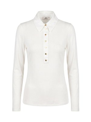 ELISABETTA FRANCHI: polo shirts - Long-Sleeved Knit Polo Shirt
