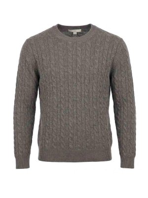 MALO: Strickpullover mit Rundhalsausschnitt - Rundhalspullover - Braun