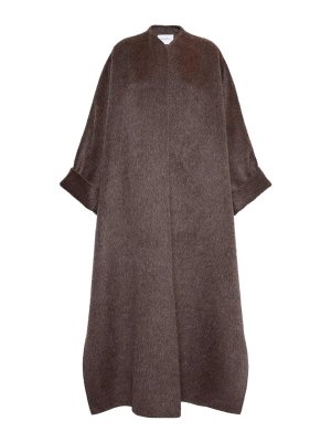 Max Mara: knee length coats - Oversized Coat In Camel And Mohair