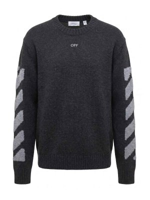 OFF-WHITE: crew necks - `Diag Fuzzy` Crew Neck Sweater