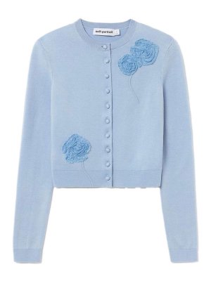 Self Portrait: cardigans - Flower Knit Cardigan