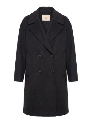 TWINSET: Manteaux au genou - Manteau Au Genou - Noir