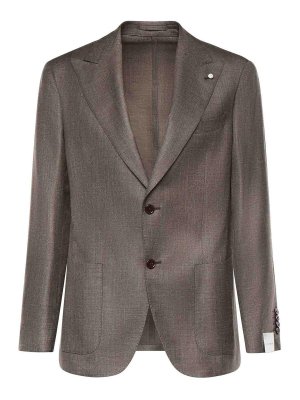 LUIGI BIANCHI MANTOVA: blazers - Single-Breasted Wool Blend Blazer