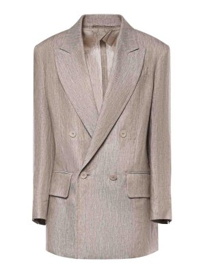Max Mara: blazers - Olimpia Chevron Linen Blazer