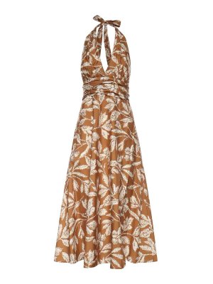 Max Mara: maxi dresses - Long Printed Poplin Dress