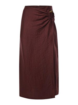 OTTOD'AME: Knee length skirts & Midi - Linen Blend Midi Skirt