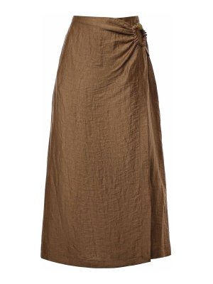 OTTOD'AME: Knee length skirts & Midi - Linen Blend Midi Skirt