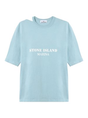 STONE ISLAND: t-shirts - Marina Print Cotton T-Shirt