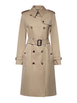 BURBERRY: cappotti trench - Trench lungo in gabardine Lakefield