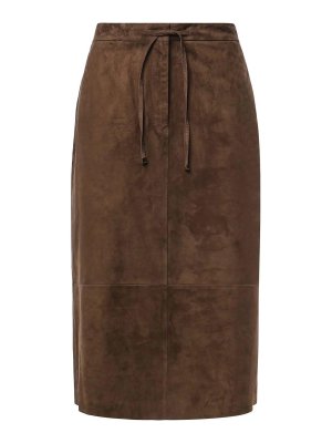 S MAX MARA: Knee length skirts & Midi - Suede Midi Skirt
