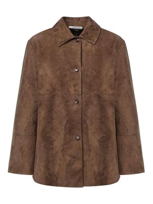 S MAX MARA: Lederjacken - Lederjacke - Taupe