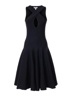 Alaïa: abiti al ginocchio - Abito midi in maglia con scollo a portafoglio